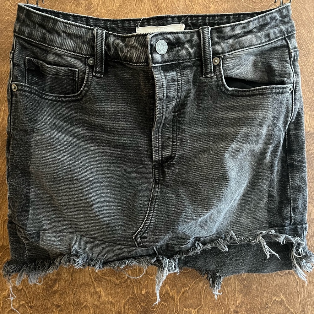 Hidden Black Denim Skirt Distressed